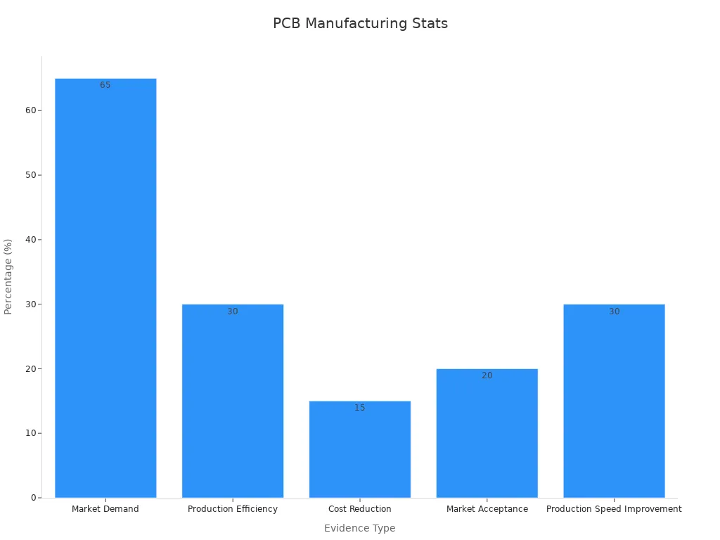 Bar chart showing PCB manufacturing growth statistics