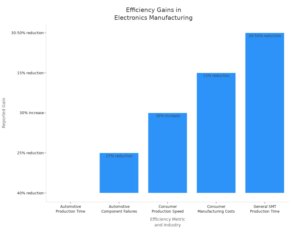 Bar chart showing efficiency gains by industry for advanced assembly services